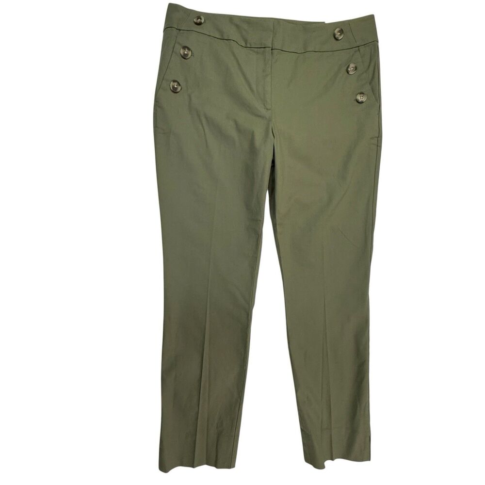 Ann Taylor LOFT Outlet NEW Skinny Ankle Pants 12 Army Green Button Pocket Detail